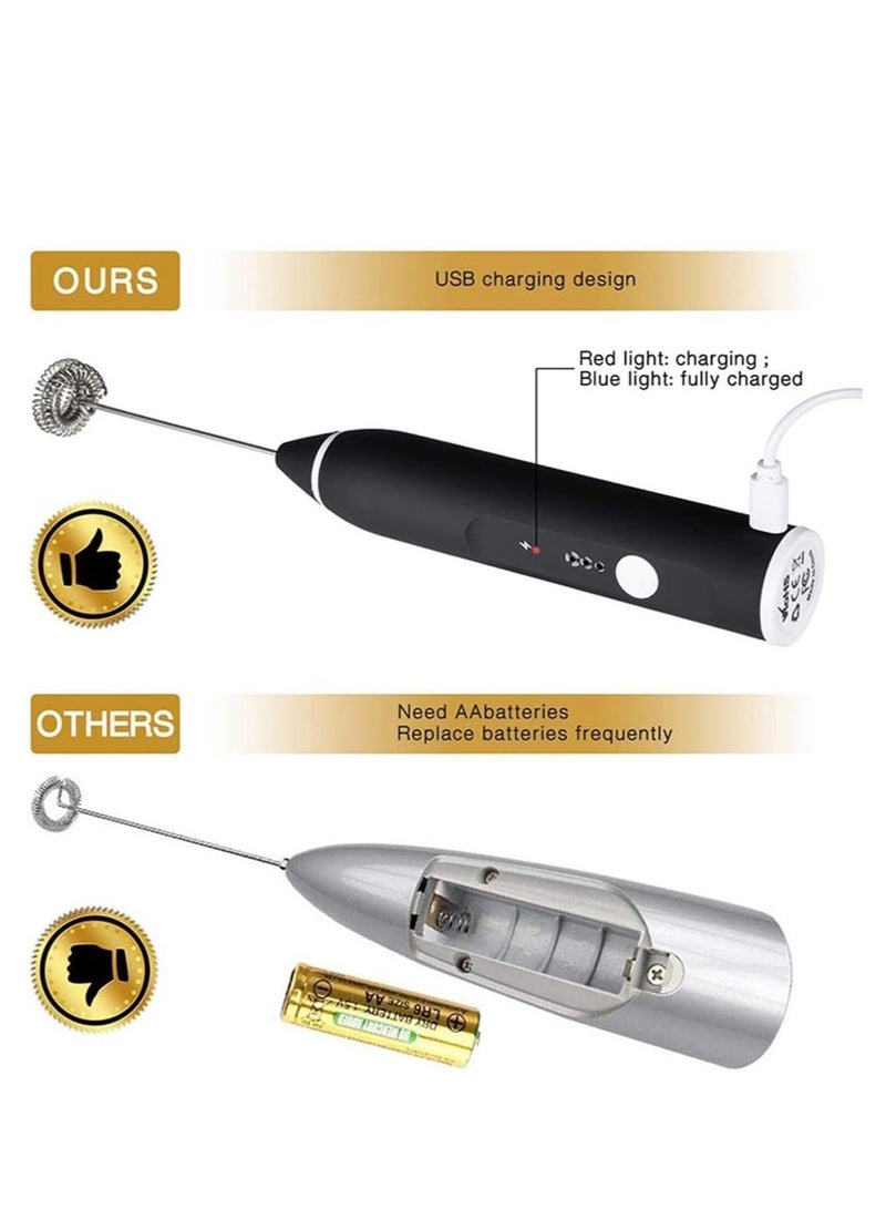 Original - Milk frother rechargeable handheld 3-speed adjustable for latte coffee cappuccino with extra egg mixer - Image 3